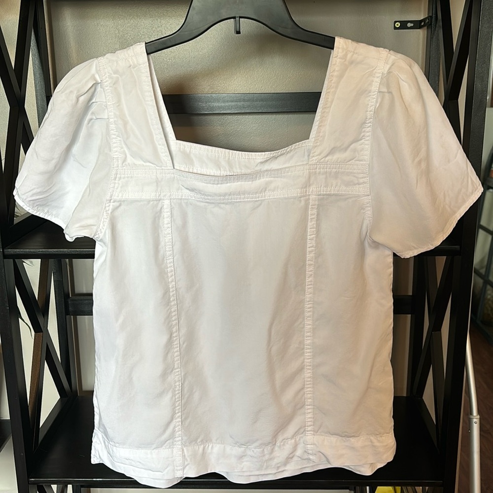 White square neck top